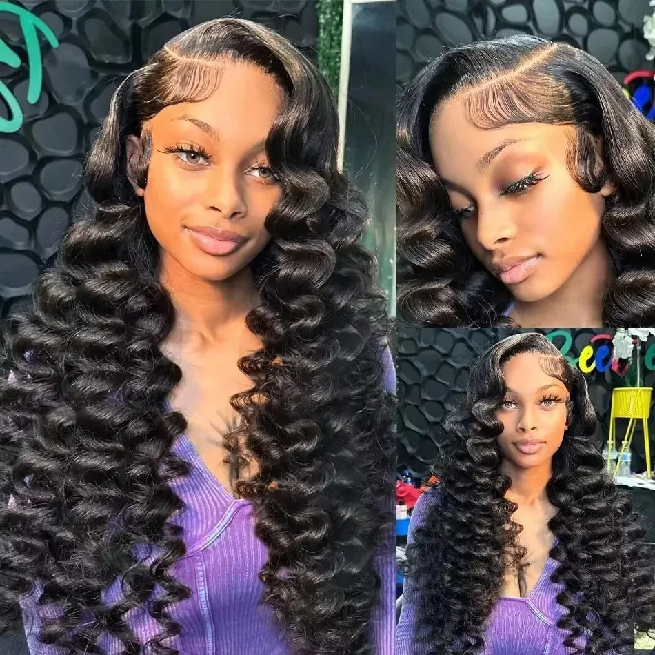Loose Deep Lace Front Human Hair Wig 30 40 Inches