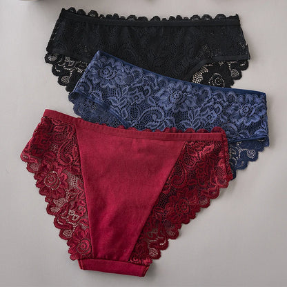 3PCS Set Floral Lace Briefs Women Underwear
