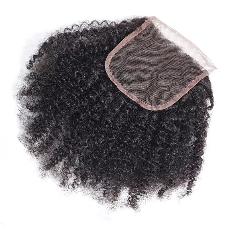 ELISHEVA Indian Human Hair Weave Bundles Kinky Curly Jet Black