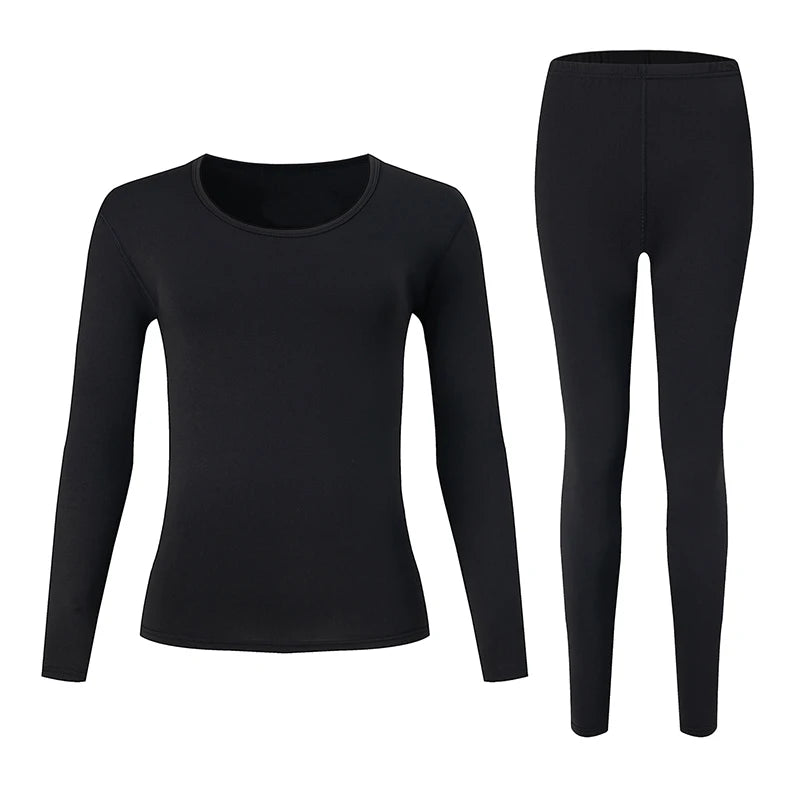 Women's Solid Color Round Neck Warm Suit
