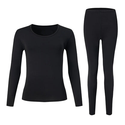 Women's Solid Color Round Neck Warm Suit