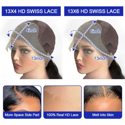 40 Inch Bone Straight Human Hair Wig Brazilian Lace Front Wig