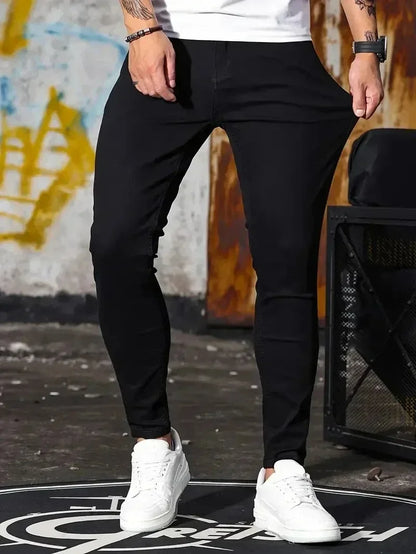 Mens Slim Fit Skinny Jeans Denim Blue Casual