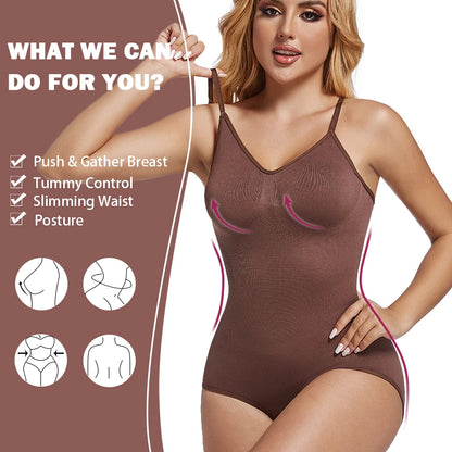 Low Back Bodysuit Shapewear for Women Black