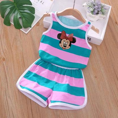 Cartoon Printed Vest and Shorts Set for Kids