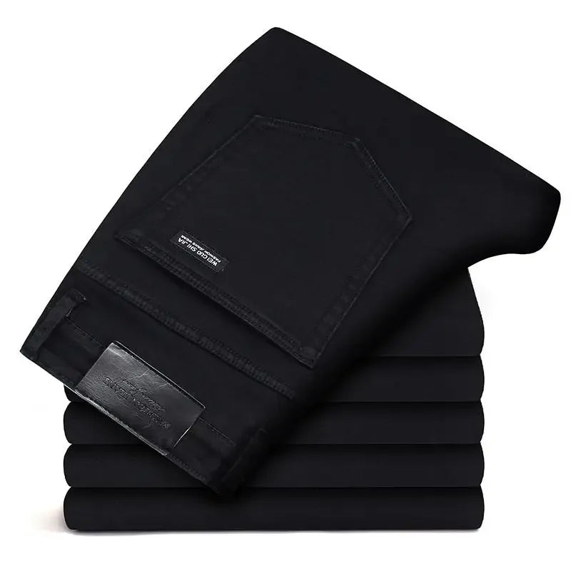 Men's Soft Stretch Black Denim Biker Jeans