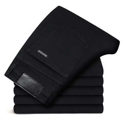 Men's Soft Stretch Black Denim Biker Jeans