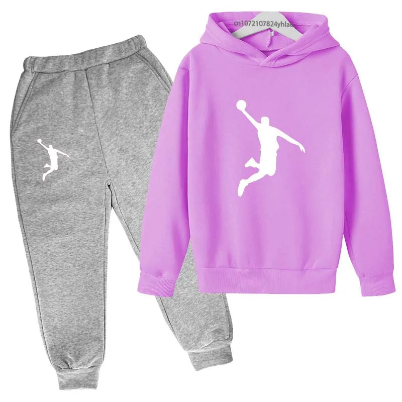 Kids Casual Hoodie and Pants Tracksuit Set
