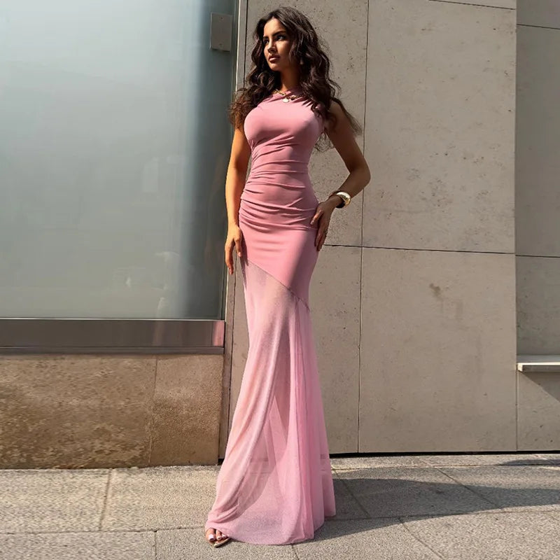Ticketsx Off Shoulder Backless Slim Long Dress