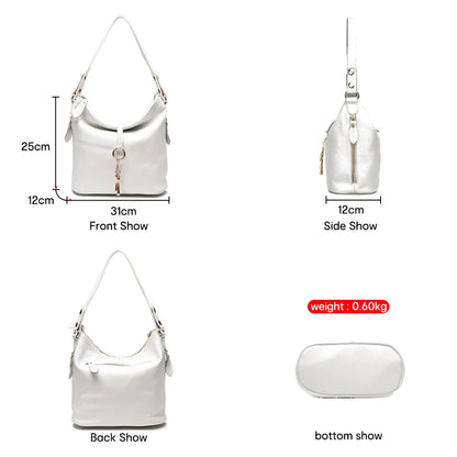 Zency Red Genuine Leather Hobo Shoulder Bag
