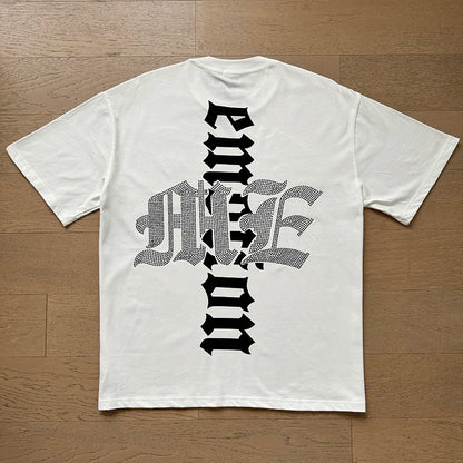 Mixed Emotion Cotton T-Shirt for Couples with Angel Print