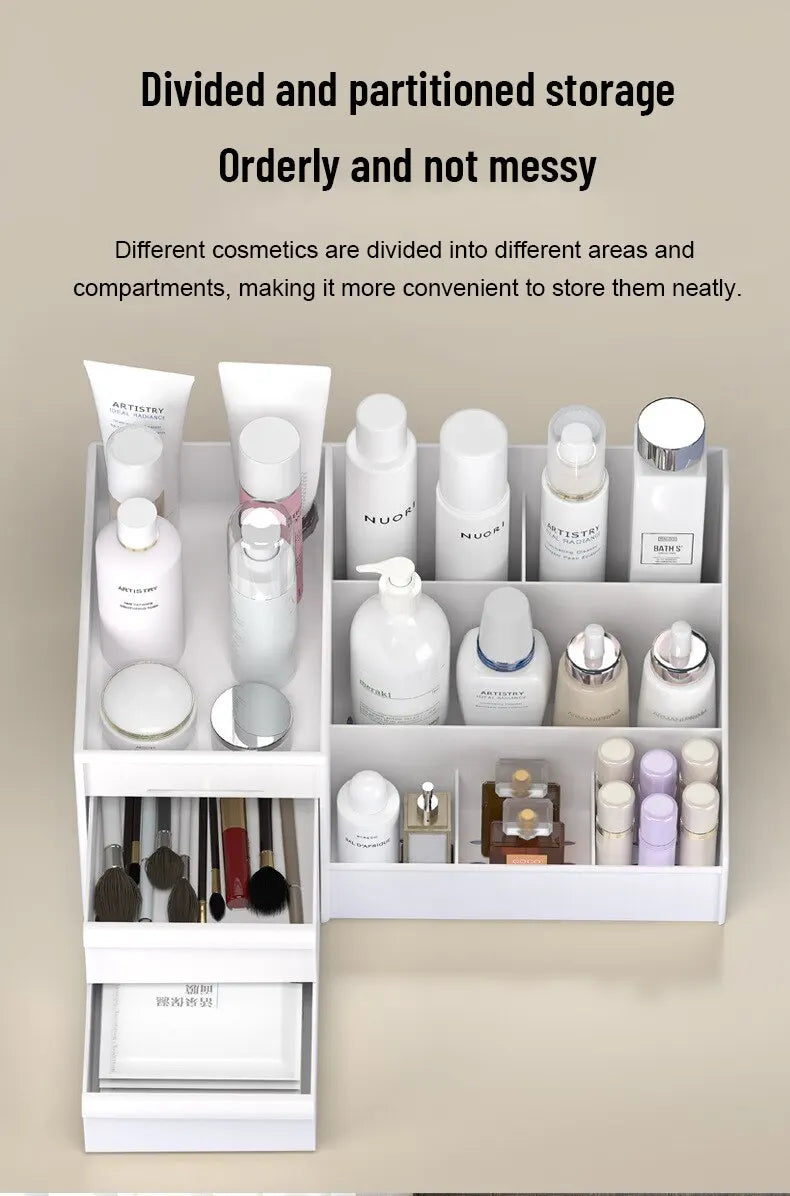 White Plastic Drawer Makeup Storage Box