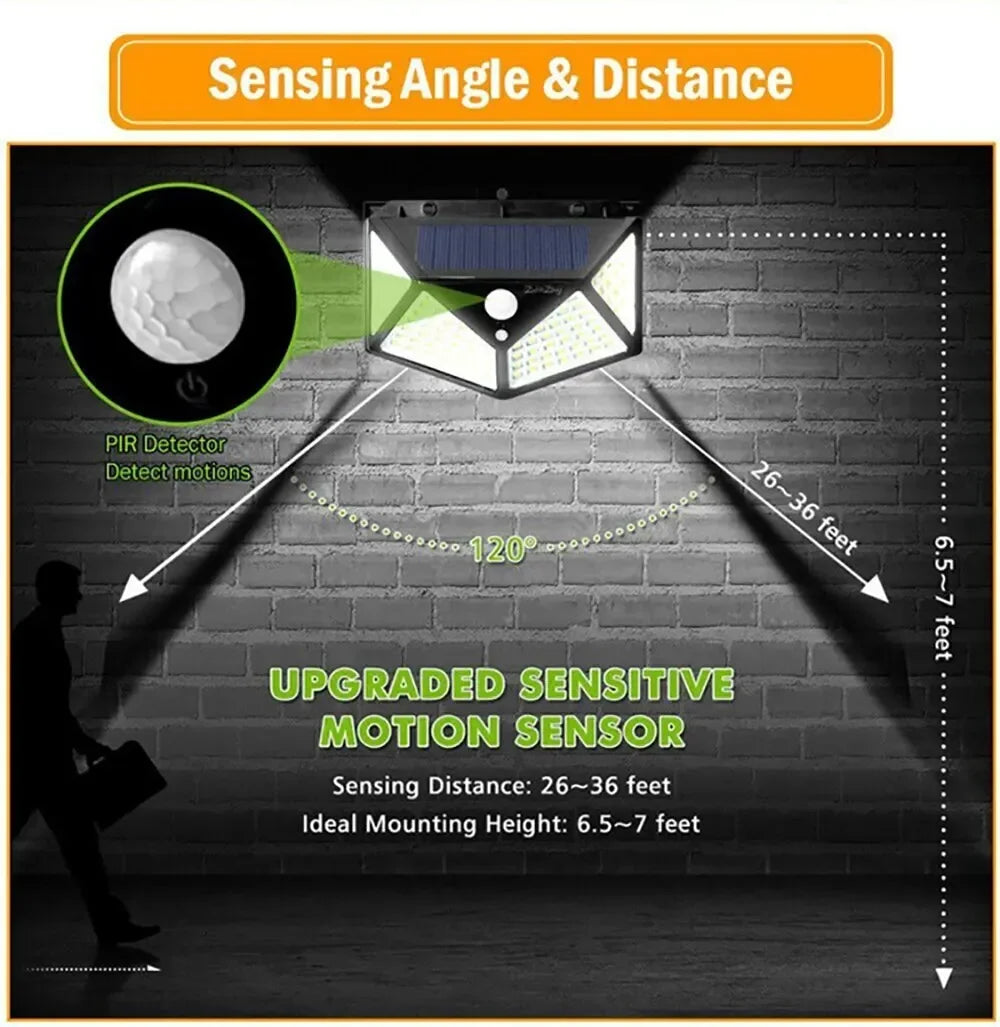 100 LED Solar Security Lamp Waterproof Motion Sensor