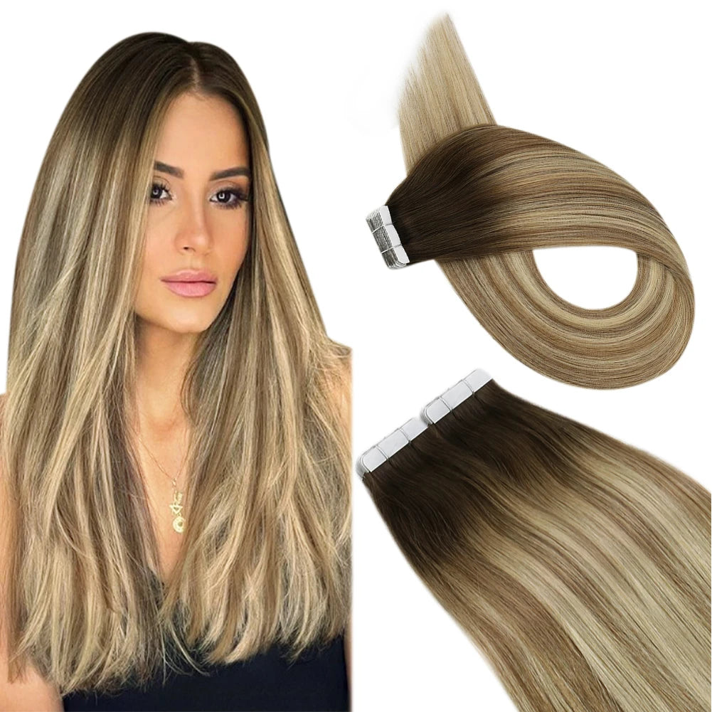 Ugeat Tape In Hair Extensions Brazilian Remy Hair 20P/40P
