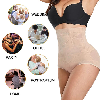 High Waisted Body Shaper Control Panties Black Beige