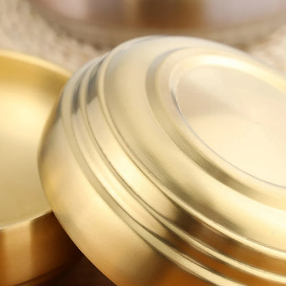 Stainless Steel Double Layer Cold Noodle Bowl Gold Silver