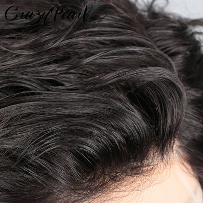 CrazyPearl Lace Frontal Wig Short Curly Black Hair