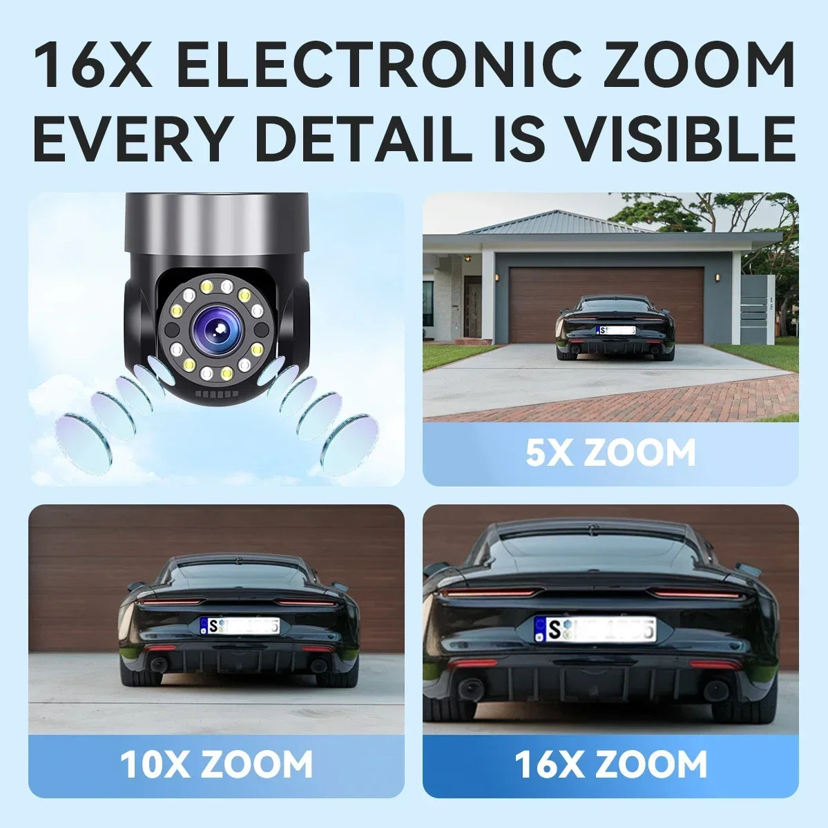 10K 20MP Outdoor WiFi PTZ Security Camera with 360° Zoom