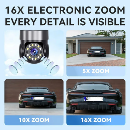 10K 20MP Outdoor WiFi PTZ Security Camera with 360° Zoom