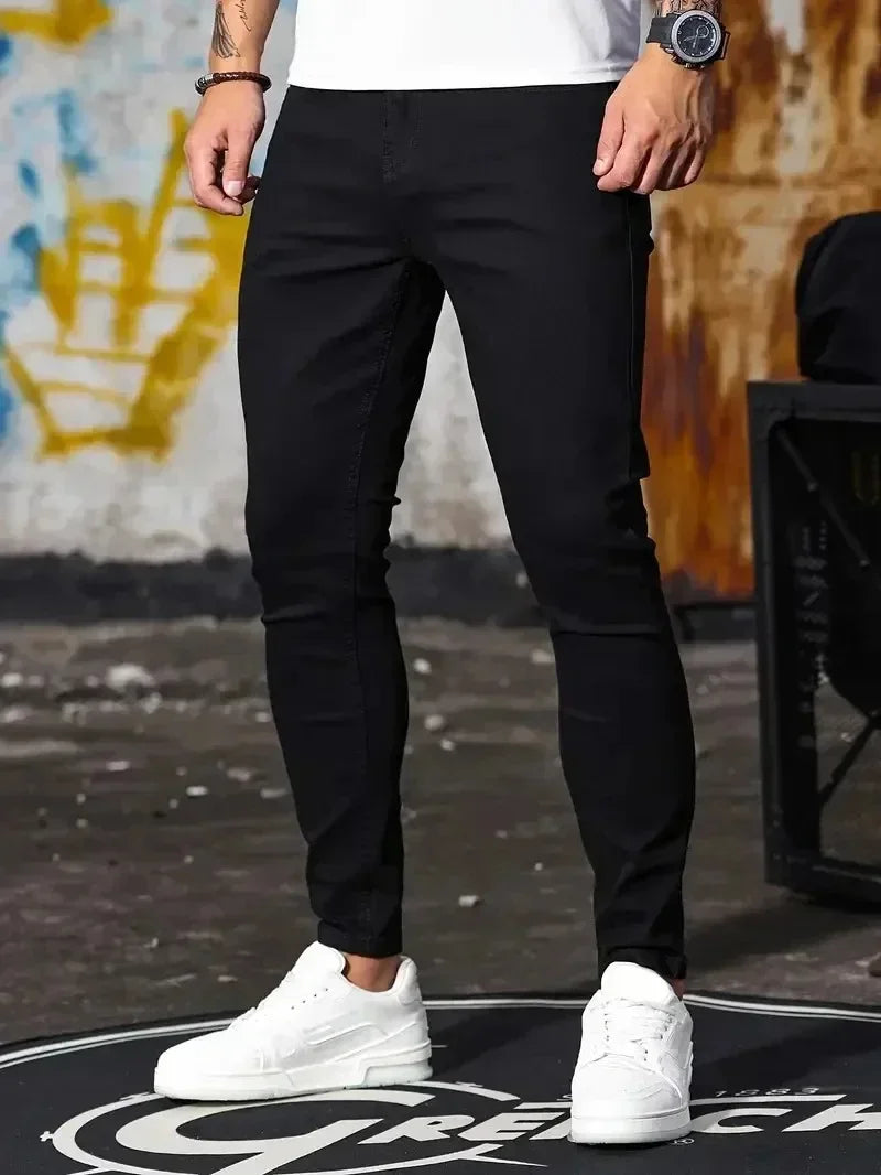 Mens Slim Fit Skinny Jeans Denim Blue Casual