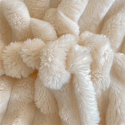 Thickened Wide Striped Flannel Blanket for Sofa and Bed