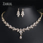 ZAKOL Brilliant Zirconia Leaf Jewelry Set for Women
