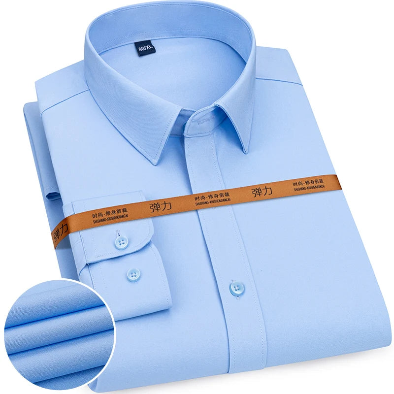 Men's Slim Fit Solid Color White Dress Shirt