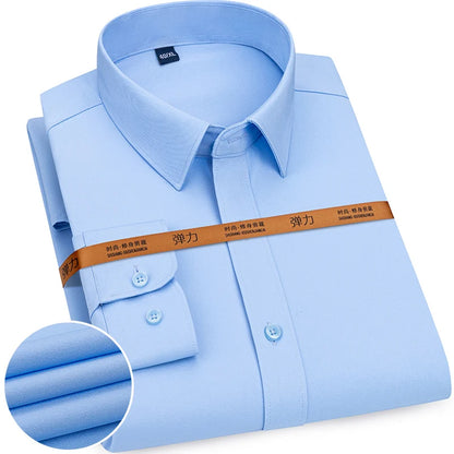 Men's Slim Fit Solid Color White Dress Shirt