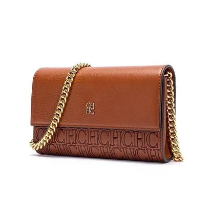 CH Women PU Leather Crossbody Bag with Metal Chain