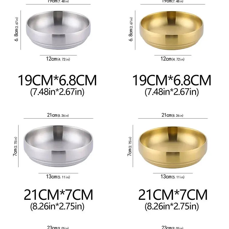 304 Stainless Steel Double Layer Noodle Bowl Gold Silver