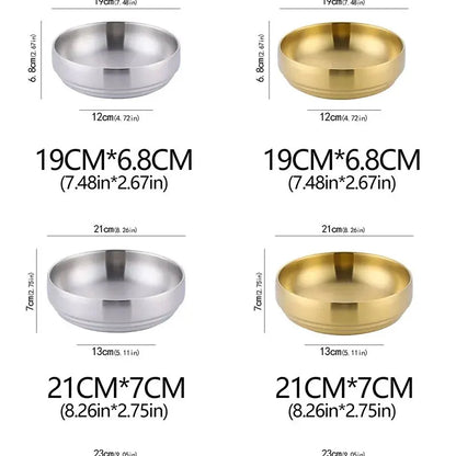 304 Stainless Steel Double Layer Noodle Bowl Gold Silver