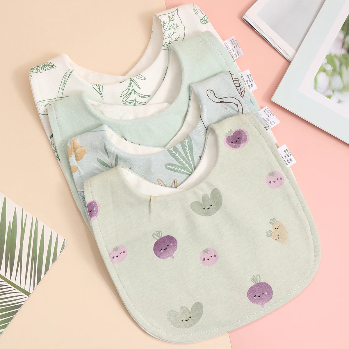 4pcs Cotton Baby Adjustable Bibs Bandana Scarf