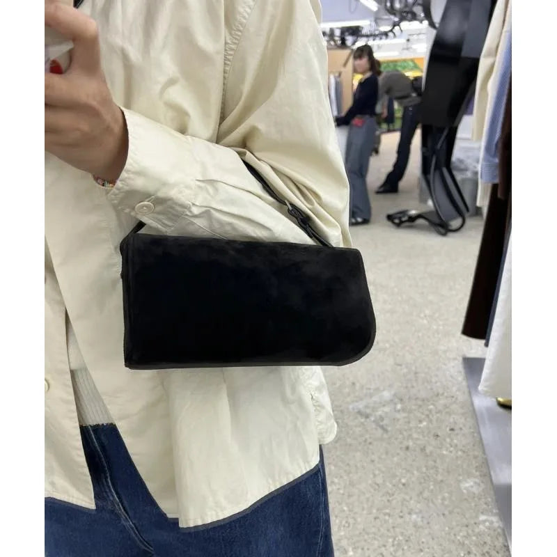 Soft Cowhide Mini Crossbody Bag with Split Leather