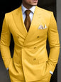 Brown Men's Slim Fit Double Breasted Suit Blazer