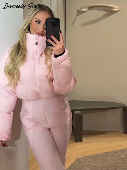 Women's Windproof Thermal Turtleneck Ski Jumpsuit