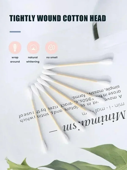 100 Pcs Baby Cotton Swabs with Wooden Sticks