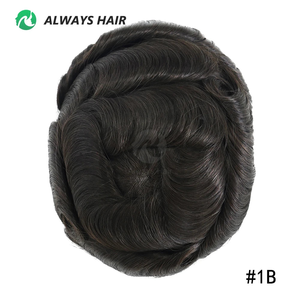 Fine Mono Men Short Toupee 5 Inch Indian Hair System