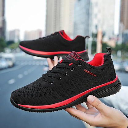 YRZL Black Knit Sneakers for Men Athletic Casual Shoes