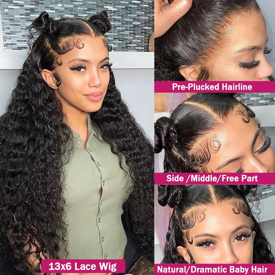 40 Inch 13x6 Deep Wave Lace Frontal Wig Human Hair