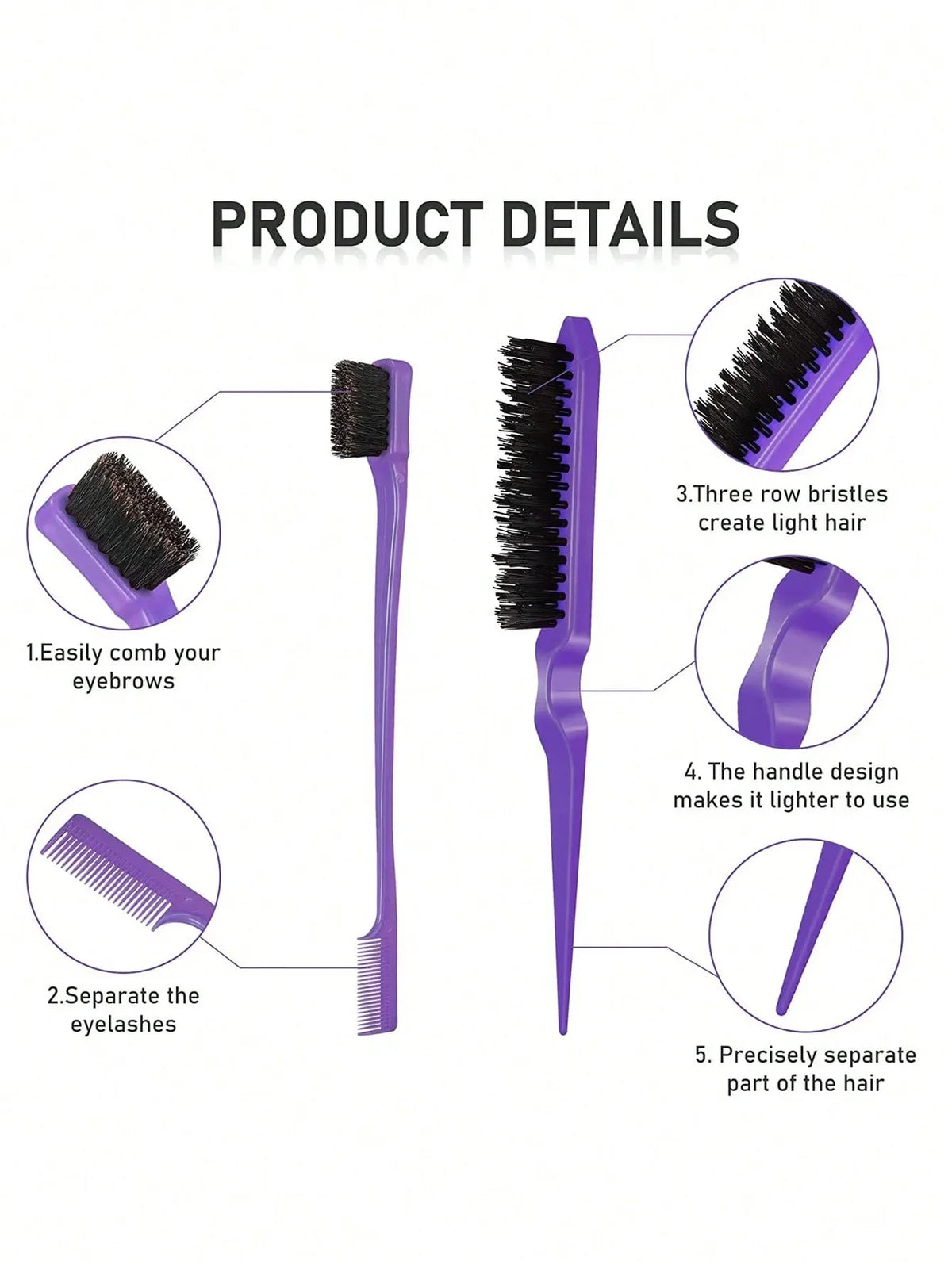 3pcs Styling Comb Set with Hair Brush and Edge Brush