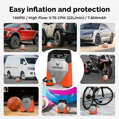 ETENWOLF ZEPHYR S3 Portable Tire Inflator 160 PSI
