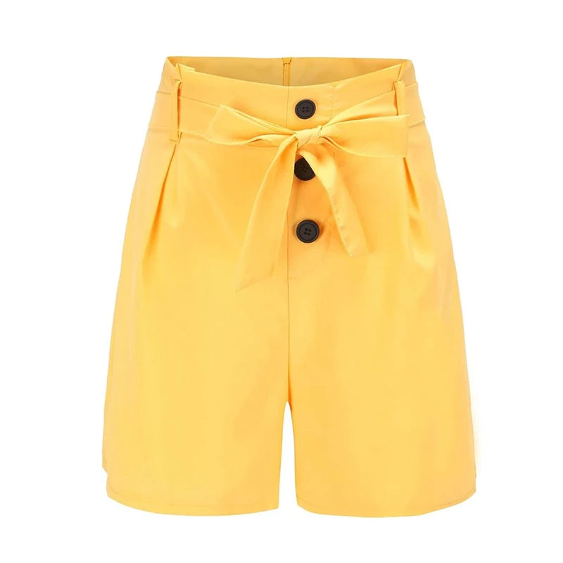 Y2K Solid Button Front Tie Waist Shorts for Women