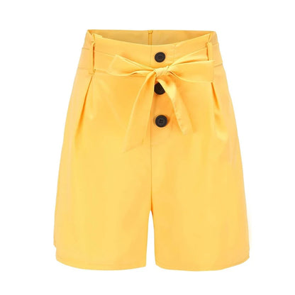 Y2K Solid Button Front Tie Waist Shorts for Women