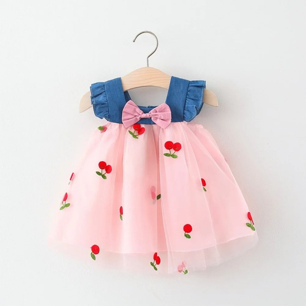 Baby Girl Summer Cherry Mesh Dress