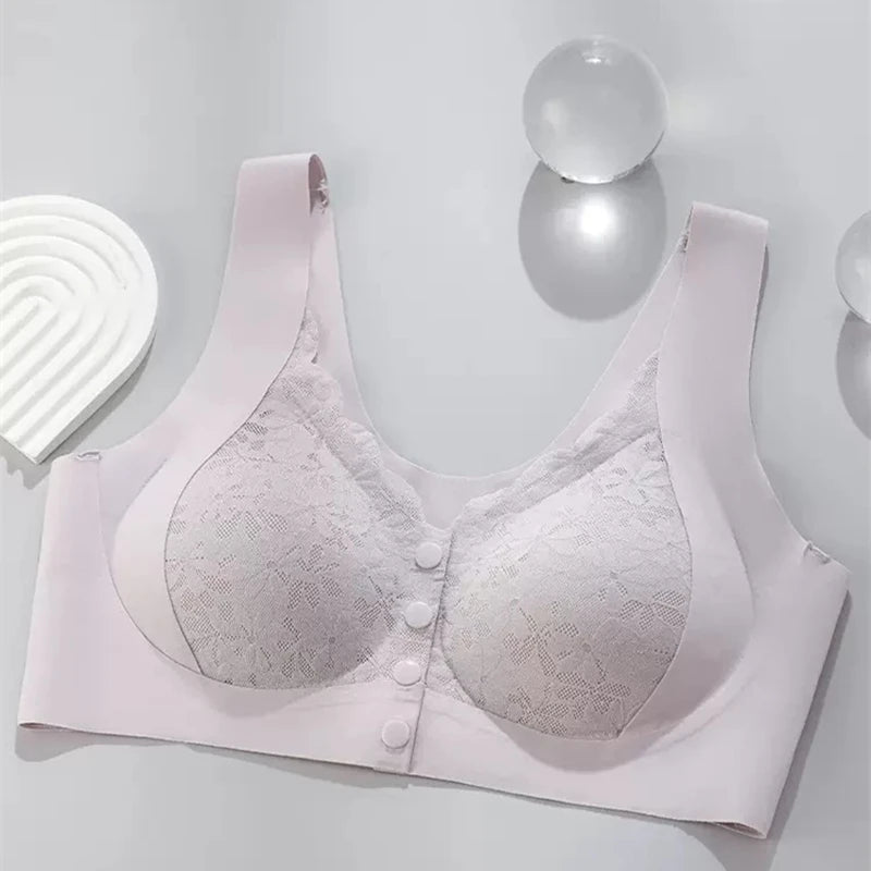 Seamless Lace Front-Button Bra for Women