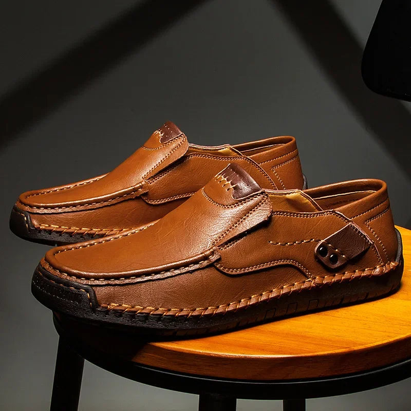 Men's Genuine Leather Slip-On Loafers Casual Shoes