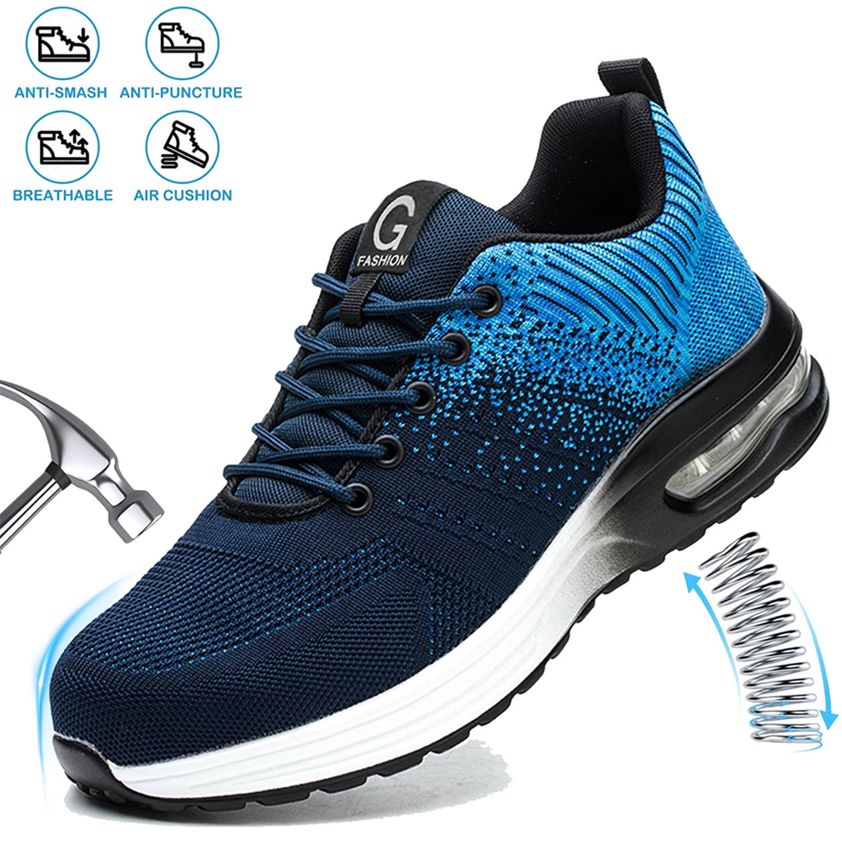 Steel Toe Blue Work Shoes for Men and Women