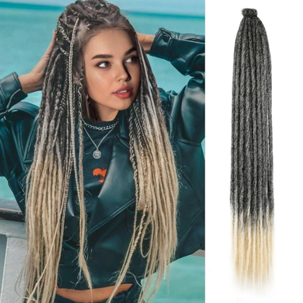 24 Inch Ombre Synthetic Dreadlock Extensions 10 Strands
