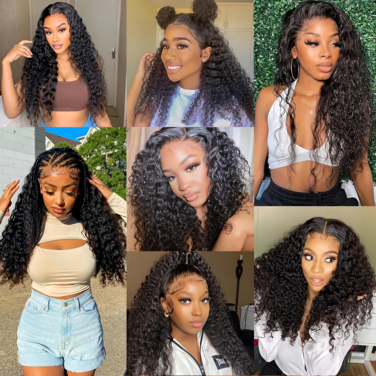 360 Full Lace Wig Water Deep Curly Human Hair 18-36 Inch