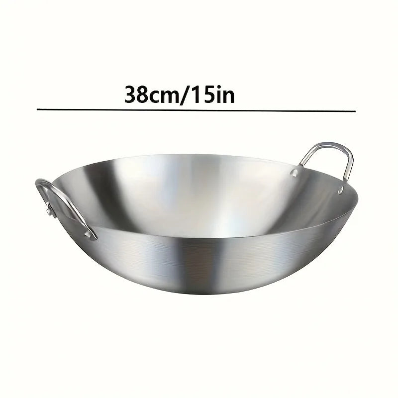 Large Stainless Steel Wok with Dual Handles 30cm